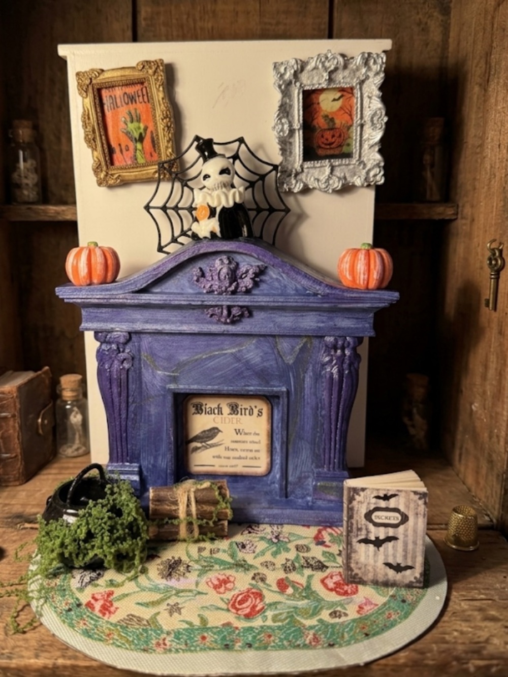 Hand-Painted Purple Miniature Mantel Dollhouse Accessories